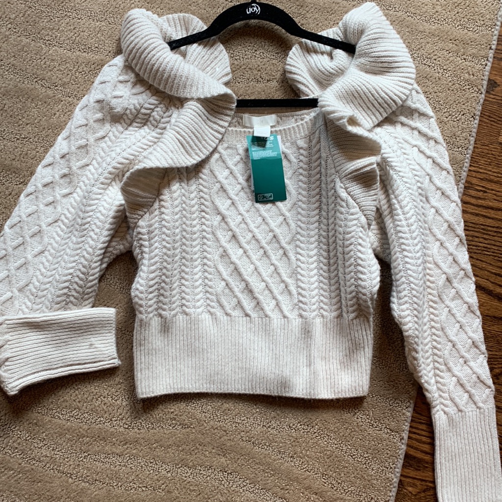H&M Flounced Cable-Knit Sweater